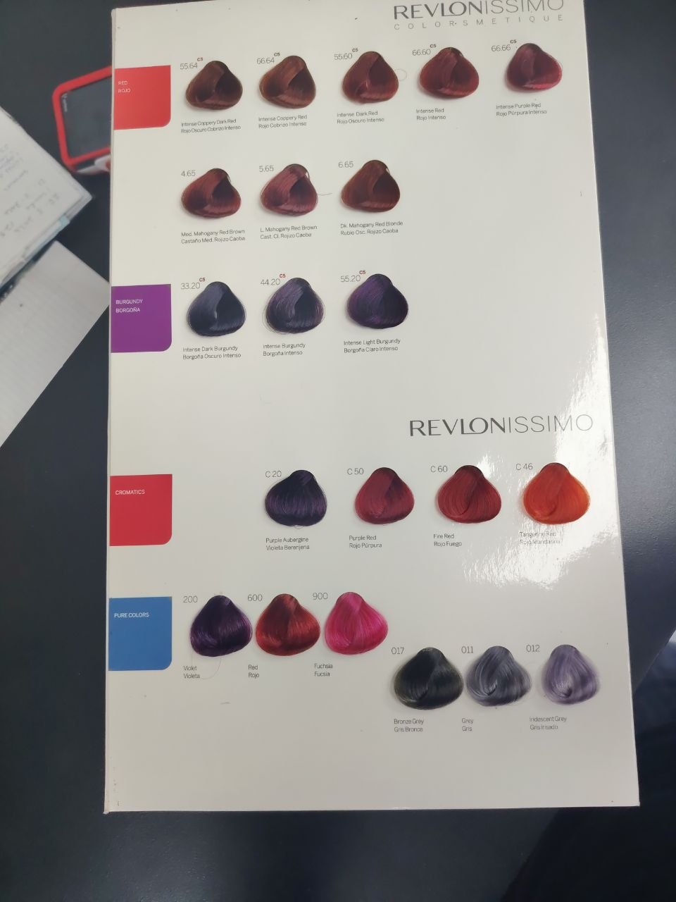 Cartilla de color profesional Revlonissimo - rojos y fantasía